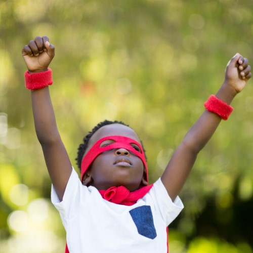 Boy dressed up as a super hero