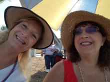 Rebecca Martin and her sister at the beach