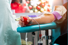 arm of a person donating plasma